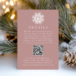 Snowflake Dusty Rose Wedding Details QR Code Begleitkarte