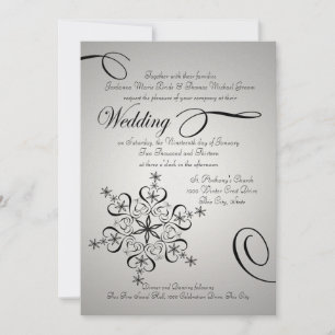 Snowflake Elegance Silver Winter Wedding Einladung