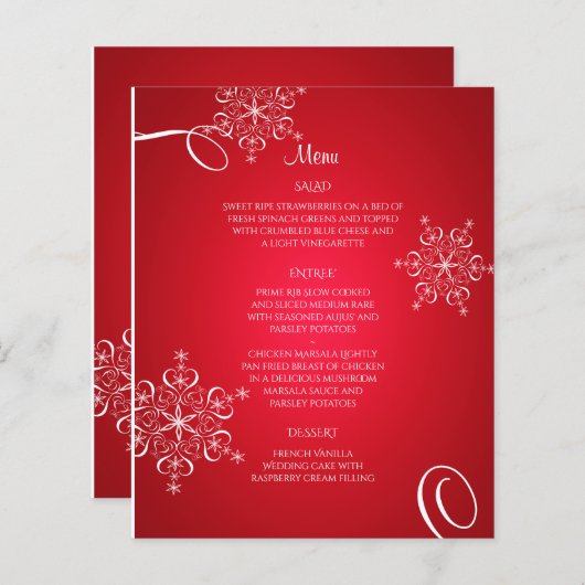 Snowflake Elegance Wedding Menu (Vorne/Hinten)