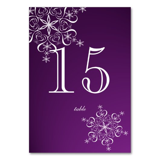 Snowflake Elegante Lila Tischnummer (Rückseite)