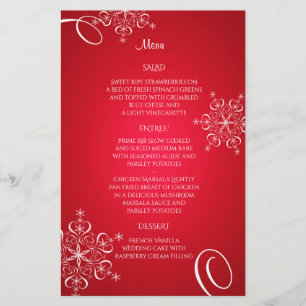 Snowflake Elegante Wedding Menu Rot