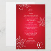 Snowflake Elegante Wedding Menu Rot (Vorne/Hinten)