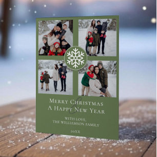 Snowflake Emblem Foto Collage Green Feiertagskarte