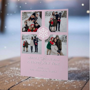 Snowflake Emblem Foto Collage   Pink Feiertagskarte