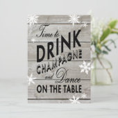 Snowflake Engagement Party Zeit, Champagner zu tri Einladung (Stehend Vorderseite)