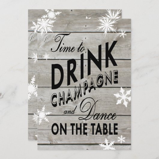 Snowflake Engagement Party Zeit, Champagner zu tri Einladung (Vorne/Hinten)