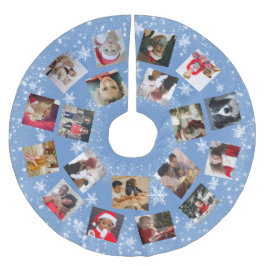Snowflake Family Foto Collage Weihnachten Polyester Weihnachtsbaumdecke