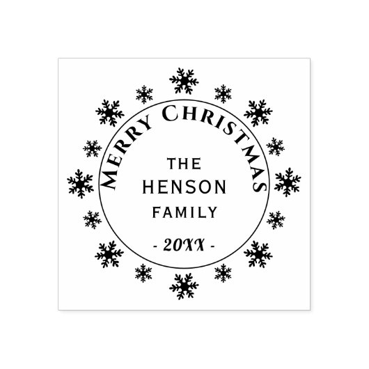Snowflake Family Merry Christmas Gummistempel (Prägung)