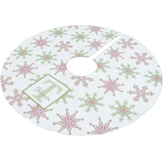 Snowflake farbenfroh, Moderne Weihnachtsmonografie Polyester Weihnachtsbaumdecke (Schrägansicht)