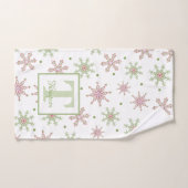 Snowflake farbige Monogram Moderner Familienname Handtuch (Handtuch)