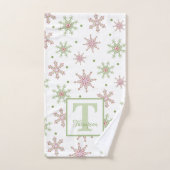 Snowflake farbige Monogram Moderner Familienname Handtuch (Handtuch)