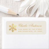 Snowflake Faux Gold Elegant Winter Holidays Ivory (Insitu)