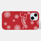 Snowflake Fianca weiß auf rot Case-Mate iPhone Hülle (Rückseite (Horizontal))