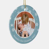 Snowflake First Christmas 2 Foto Custom Keramik Ornament (Rechts)