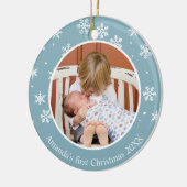 Snowflake First Christmas 2 Foto Custom Keramik Ornament (Links)