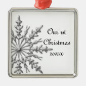 Snowflake First Christmas Zusammen Silbernes Ornament (Vorne)