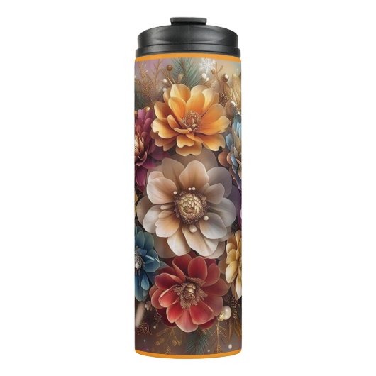 "Snowflake Floral Design" Thermosbecher (Vorderseite)