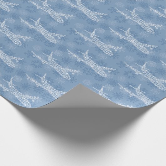 Snowflake-Flugzeug in blau - Geschenkpapier (Ecke)