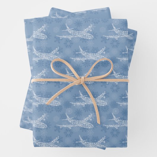 Snowflake-Flugzeug in blau - Geschenkpapier Set (Beispiel)