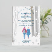 Snowflake Forest Couple Winter Wonderland Hochzeit Folieneinladung (Stehend vorne)