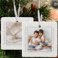 Snowflake Foto Frame Baby Birth Stats Natural