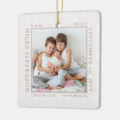Snowflake Foto Frame Baby Birth Stats Natural Keramikornament (Links)