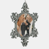 Snowflake Foto Frame Weihnachten Personalisiert Schneeflocken Zinn-Ornament (Links)