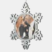 Snowflake Foto Frame Weihnachten Personalisiert Schneeflocken Zinn-Ornament (Rechts)
