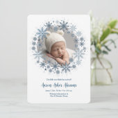 Snowflake Foto Geburtsankündigung Ankündigung (Stehend Vorderseite)