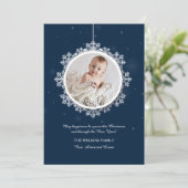 Snowflake Foto Holiday Card Feiertagskarte (Stehend Vorderseite)