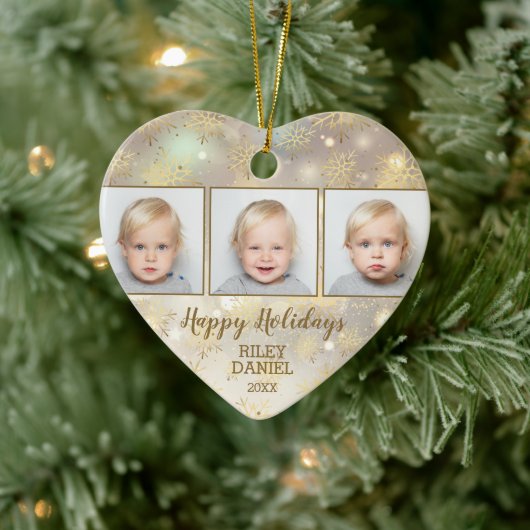 Snowflake-Foto Keramik Ornament (Baum)