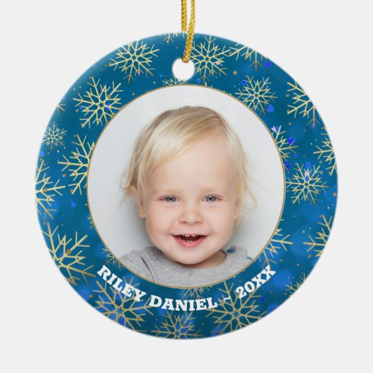 Snowflake Foto Keramik Ornament (Vorne)