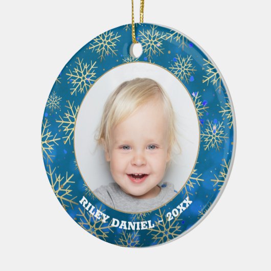 Snowflake Foto Keramik Ornament (Links)