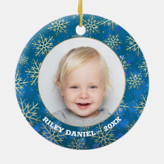 Snowflake Foto Keramik Ornament (Hinten)