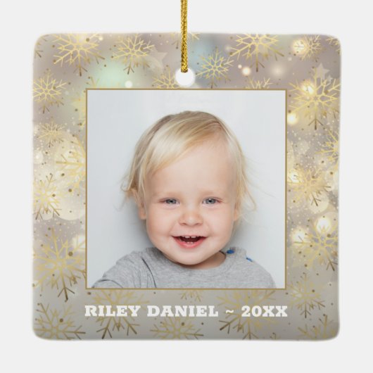 Snowflake-Foto Keramikornament (Rückseite)