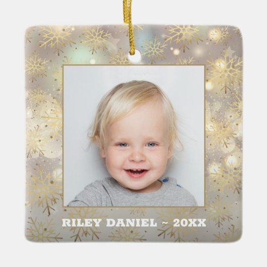 Snowflake-Foto Keramikornament (Vorderseite)
