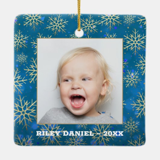 Snowflake-Foto Keramikornament (Rückseite)