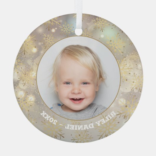 Snowflake-Foto Ornament Aus Glas (Rückseite)