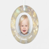 Snowflake-Foto Ornament Aus Metall (Vorderseite links)