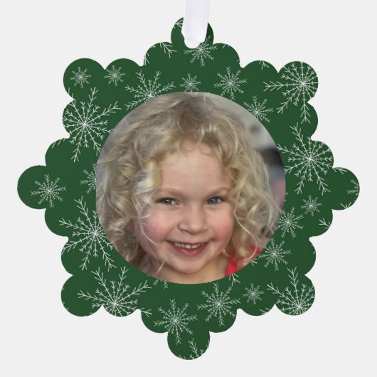 Snowflake-Foto Ornament Karte (Vorderseite)