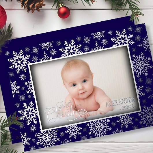 Snowflake Foto Silver Frame Folien Feiertagskarte