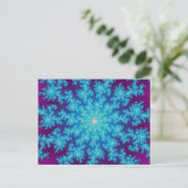 Snowflake Fraktal Aqua Blue Postkarte (Stehend Vorderseite)