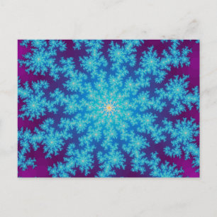 Snowflake Fraktal Aqua Blue Postkarte