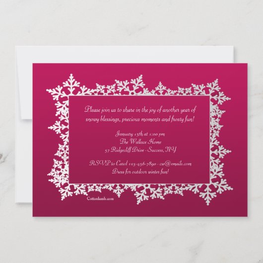 Snowflake Frame Foto Einladung (Rückseite)