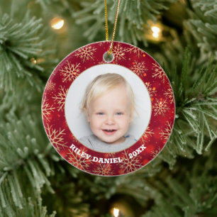 Snowflake Frame Foto Keramik Ornament