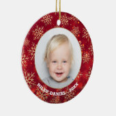 Snowflake Frame Foto Keramik Ornament (Rechts)