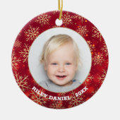 Snowflake Frame Foto Keramik Ornament (Vorne)