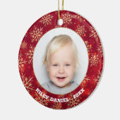 Snowflake Frame Foto Keramik Ornament (Links)