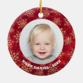 Snowflake Frame Foto Keramik Ornament (Hinten)