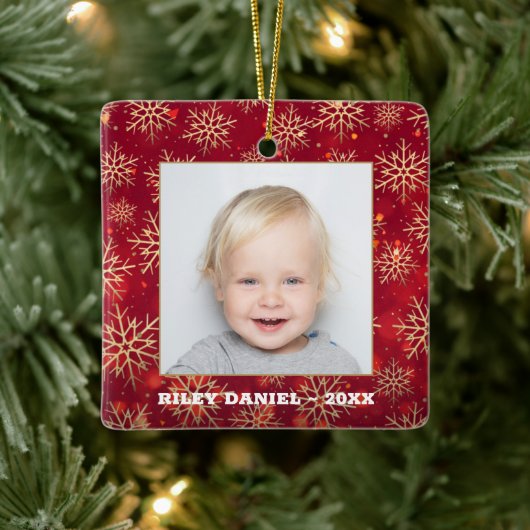 Snowflake Frame Foto Keramikornament (Baum)